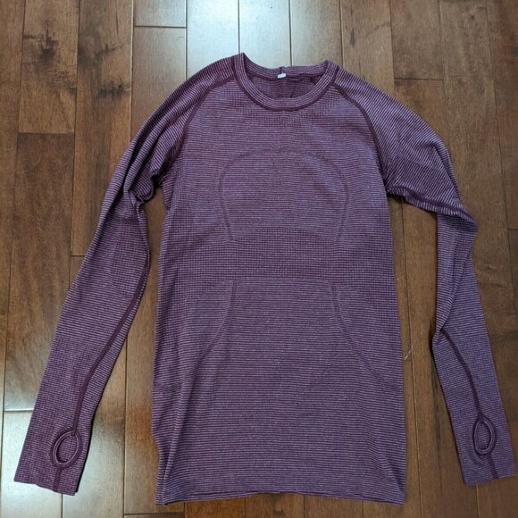 Lululemon women's burgundy long sleeve swiftly top in size 6 - Picture 1 of 4
